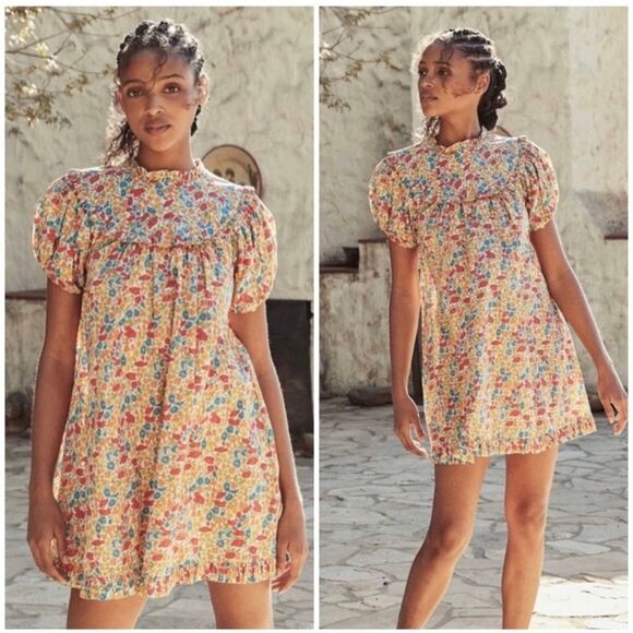 Dôen Alice Mini Dress Poppy and Daisy Floral Liberty Fabric Size XXL - Picture 1 of 7